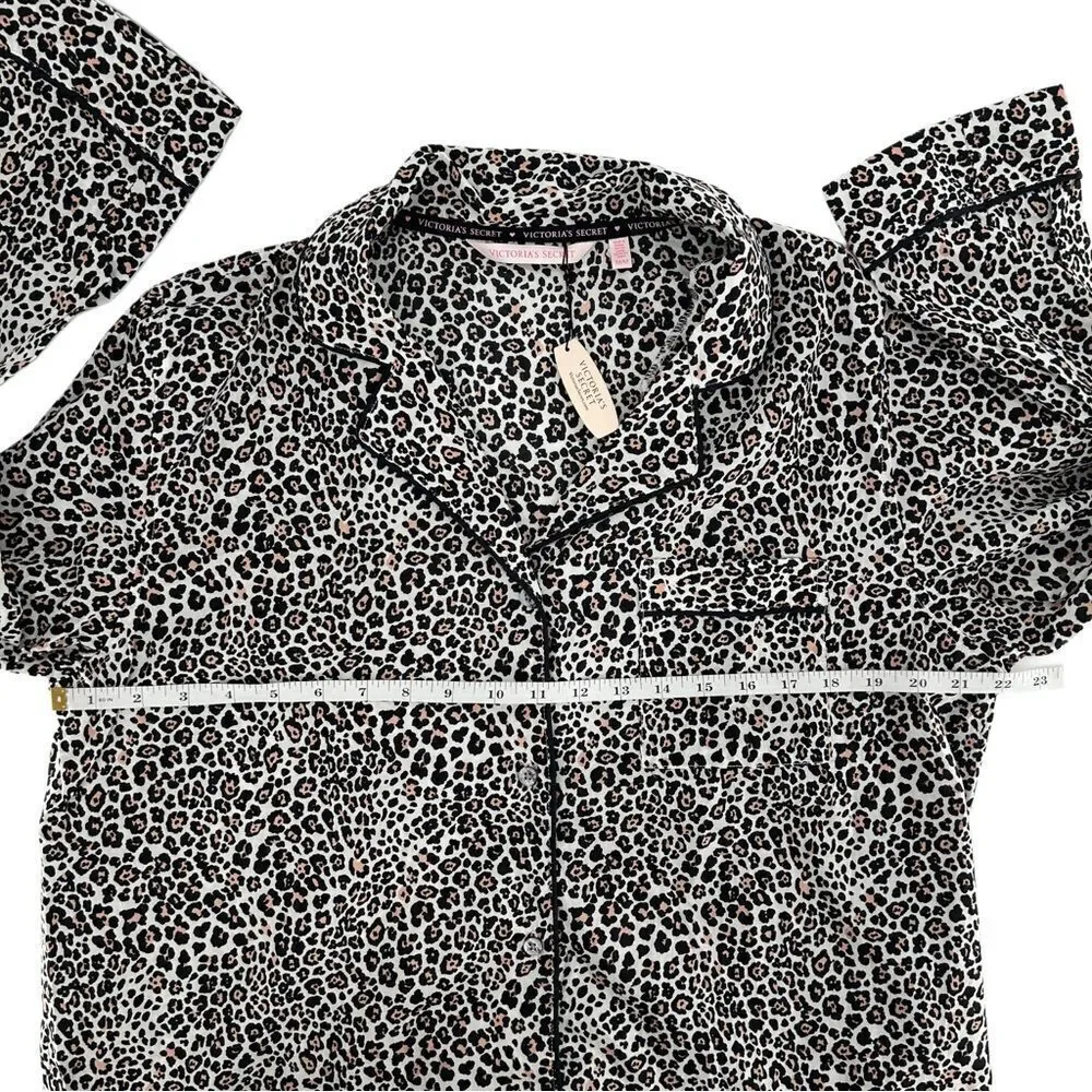 Victoria's Secret Leopard Cheetah Print Button Down Pajama Top NWT Size Medium